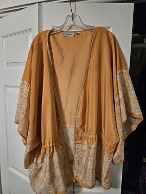 Avenue Orange Floral-Trim Kimono Jacket
